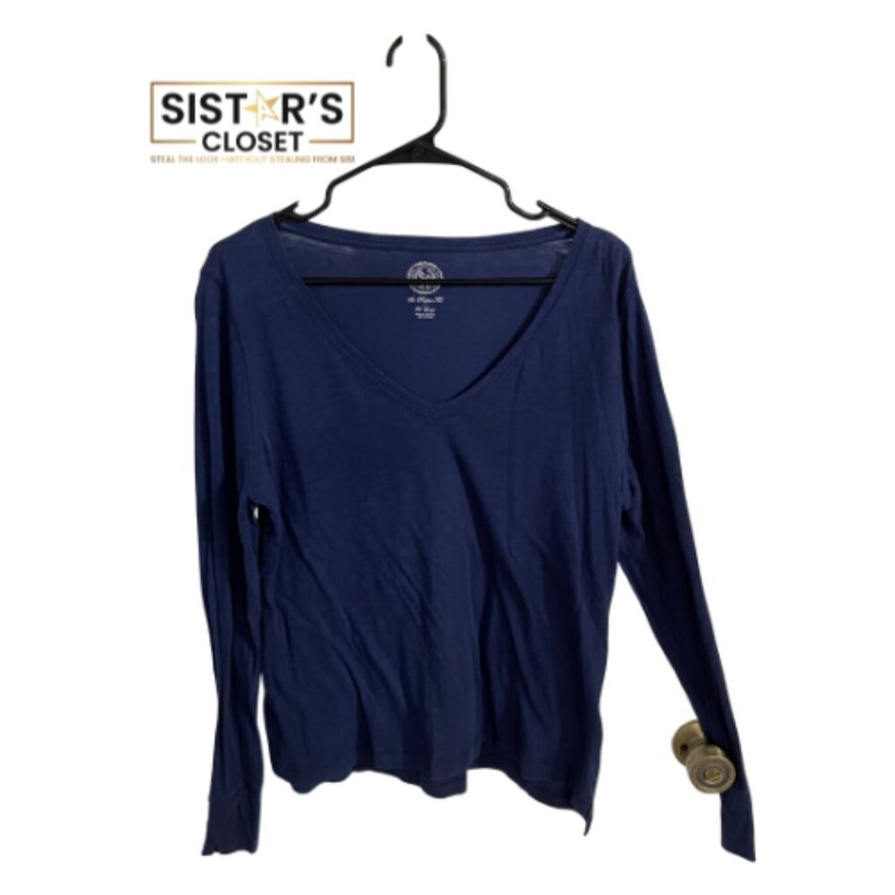 So Perfect T Long Sleeve Navy Blue V-neck T-Shirt XL